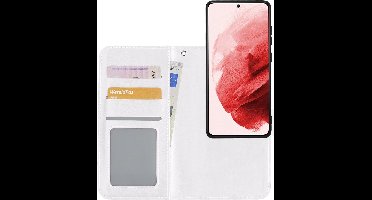 Hoesje - 2 in 1 - Geschikt voor Samsung Galaxy S21 - Met Uitneembare Hard Cover - Bookcase - Wallet Case - Met Pasjeshouder - Book Case - Uitneembaar - Pashouder - Kunstleer - Wit