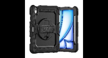 Xccess Tablethoes geschikt voor Apple iPad Air 11 Inch (2024) Hardcase Backcover | Xccess Survivor Essential | Schokbestendig iPad Air 11 Inch (2024) Telefoonhoesje | Anti Shock Proof + Standaard - Zwart