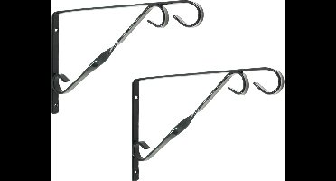 Nature Muurhaak - 2x stuks - plantenhaak - donkergrijs - voor plantenpotten - geplastificeerd verzinkt staal - 18.5 x 30 cm