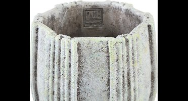 PTMD Valerio Blue Cement Pot With Stripes Round L