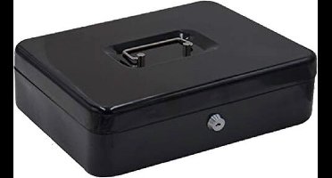 BRASQ Geldkist - Geldkluis met sleutel - Geld kluis met 5-vaks Muntsorteerder - Staal - 30x24x9 cm Zwart