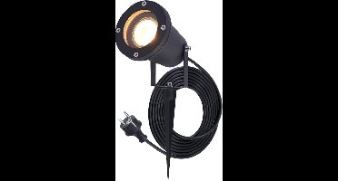 HOFTRONIC Sydney - GU10 Tuinspot voor buiten - 1.5 Meter kabel met eurostekker - Onderhoudsvrij aluminium Prikspot met grondspies - IP65 waterdicht - Ook te gebruiken als wandspot - Gazon spotlight - Schijnwerper