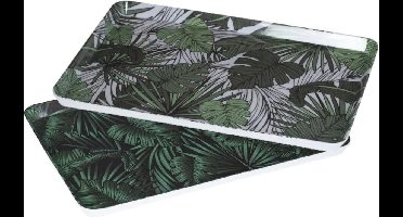 Dienbladen/serveerbladen rechthoekig Jungle 30 x 22 cm - Serveerbladen, dienbladen & keukenbenodigdheden