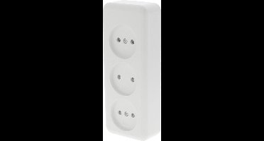 Q-LINK - Wandcontactdoos - Opbouw - 3-voudig Stopcontact - Kinderbeveiliging - Polarwit