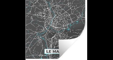 Muurstickers - Sticker Folie - Frankrijk - Plattegrond - Kaart - Stadskaart - Le Mans - 30x30 cm - Plakfolie - Muurstickers Kinderkamer - Zelfklevend Behang - Zelfklevend behangpapier - Stickerfolie
