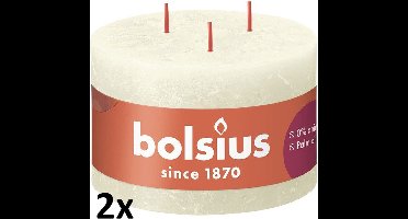 2 stuks Bolsius ivoor rustiek 3 lonten kaars 90/140 (57 uur) Eco Shine Soft Pearl