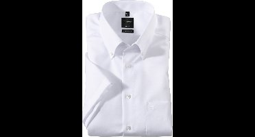OLYMP Luxor modern fit overhemd - korte mouw - wit met button-down kraag - Strijkvrij - Boordmaat: 40