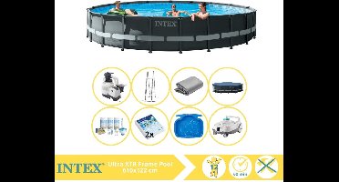 Intex Ultra XTR Frame Zwembad - Opzetzwembad - 610x122 cm - Inclusief Onderhoudspakket, Glasparels, Zwembad Stofzuiger en Voetenbad