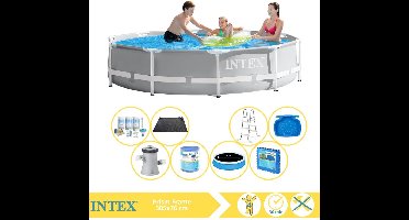 Intex Prism Frame Zwembad - Opzetzwembad - 305x76 cm - Inclusief Solarzeil Pro, Onderhoudspakket, Filter, Solar Mat, Trap, Voetenbad en Zwembadtegels
