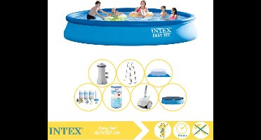 Intex Easy Set Zwembad - Opblaaszwembad - 457x107 cm - Inclusief Onderhoudspakket, Filter en Zwembad Stofzuiger