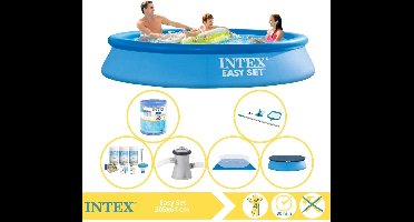 Intex Easy Set Zwembad - Opblaaszwembad - 305x61 cm - Inclusief Afdekzeil, Onderhoudspakket, Zwembadpomp, Filter, Grondzeil en Onderhoudsset