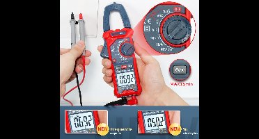 Amperetang - Multimeter - Voltmeter - AC/DC - Weerstand - diode continuïteit - Incl. Opbergtas - Rood