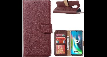 LuxeBass Hoesje geschikt voor Motorola Moto G9 Play / E7 Plus - Bookcase Wijnrood - portemonnee hoesje gsm hoesje - telefoonhoes - telefoonhoesjes