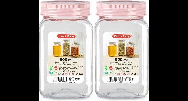 PlasticForte Voorraadpot/bewaarpot - 2x - 500 ml - kunststof - oud roze - B7 x H13 cm