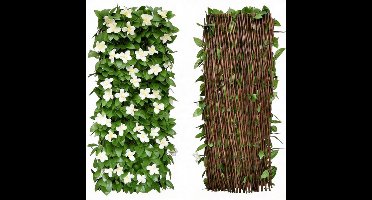 Privacyscherm Decoratief Met Bloemen Voor Sfeervolle Afscherming – Afschermingsmat Hekken Met Klimop en Bloemen Voor Balkon en Tuin – Privacy Scherm Flexibel en Onderhoudsvrij | Natuurlijke Uitstraling Voor Directe Privacy