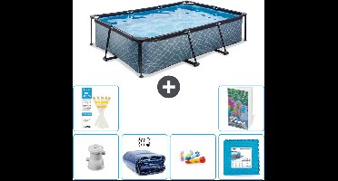 EXIT Rechthoekig Stone Frame Zwembad - 300 x 200 x 65 cm - Inclusief Pomp Solarzeil - Speelgoed - Vloertegels - 7-delig