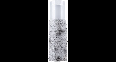 LED solarlamp buitenlamp tuinlamp tafellamp terraslamp, houtlook wit kunststof glas, oplaadbare batterij incl. 6-8u, 1200K, H 43,5 cm