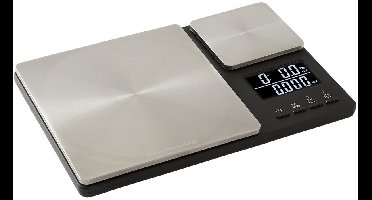 Keukenweegschaal, Digitaal, Dubbel Weegplatform, 5 KG, 500 GR, Tarrafunctie, Zilver - KitchenAid