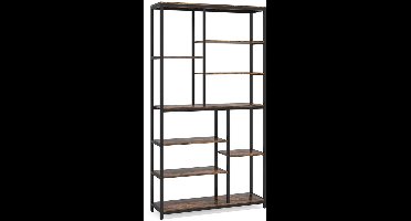 Boekenkasten - Boekenplanken - 9-Tier - Boekenkasten Hout – Vrijstaand Wandrek - met Metaalen Frame – Planken voor Boeken - Dossiers - Decoratie – Geschikt voor Woonkamer - Slaapkamer - Kantoor – 30.5 x 101.5 x 200 - Bruin