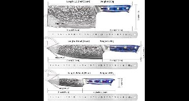 Koksmes – Keukenmes – Hakmes – Universeel Mes – Vleesmes – VG10 Damascusstaal – Groene Resin Handvat