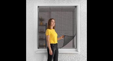 Schellenberg 70482 120 x 120 cm, antracietkleurig magnetisch vliegenscherm met glasvezelgaas, flexibel magnetisch frame zonder boren, insectenhor voor ramen incl. bevestigingsbeugels
