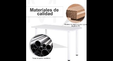 keukentafel - Keuken Kast - Bar Tafel - Keuken Werktafel - Multifunctionele Keuken-/Bureautafel met Verstelbare Poten (120x60x76 cm) – Wit & Eiken - Keuken Werkblad - Keuken Bijzettafel
