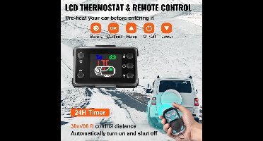 Diesel Standkachel - 5KW - 12V - Luchtverwarmer met LCD Schakelaar - Brandstofverbruik - Autoverwarming - Auto Heater - voor Auto's, Bussen, Campers, Vrachtwagens, Technische Voertuig - Zwart