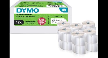 DYMO originele kleine LabelWriter multifunctionele labels | 19 mm x 51 mm | 12 met elk 500 labels (6.000 zelfklevende etiketten) | Gemakkelijk te verwijderen labels | voor LabelWriter labelprinters