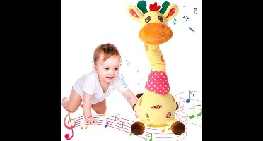 Dansende pratende giraf - Zingend, opnemend en herhalend muzikaal speelgoed - Oplichtende pluchen giraffe - Interactief speelgoed voor baby, peuter en kind - Geel