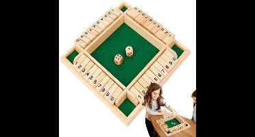 Sluit de Doos - 4 spelers - Opvouwbaar bordspel met 2 worpen - Houten dobbelspel, houten bordspel - Bordspellen voor 7, 8, 9, 10 jaar en ouder - Reisspellen - Traditionele caféspellen - groen