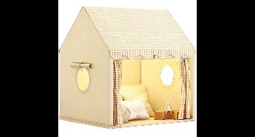 Kinderspeeltent - Kinderspeelhuis voor binnen - Prinsessentent met ramen - Speelkamer voor meisjes - Kaki