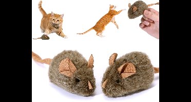 Set van 2 pluche katten- en muisjes, slimme muisjes met geluidssensor, interactief kattenspeelgoed