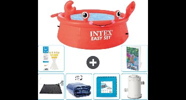 Intex Rond Opblaasbaar Easy Set Zwembad - 183 x 51 cm - Rood - Krab - Inclusief Solar Mat - Solarzeil - Vloertegels - Zwembadfilterpomp - 7-delig