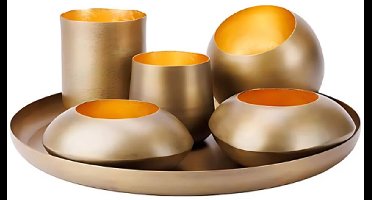Cosy & Trendy Giftset Kaarshouders - Set van 6 stuks - Ø30xH10cm - Goud
