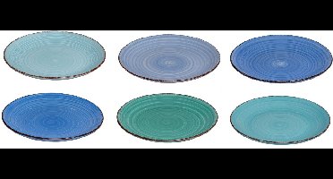 Cookinglife Ontbijtbord Delice Blue Blauw - Set van 6 - ø 19 cm Aardewerk - Vaatwasser- en Magnetronbestendig