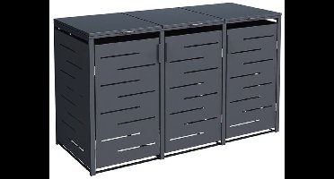 IVOL Kliko ombouw Antraciet Design 196x80x116 cm - Containerberging 3 container - RVS en Staal Containerombouw