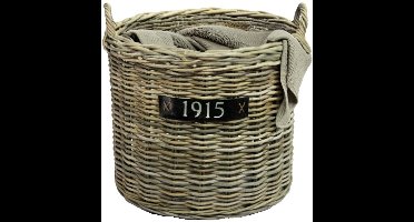 Van der Leeden Opbergmand - op wieltjes - bruin - rond - D65 x H60 cm - rotan - gevlochten riet - mand