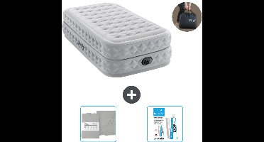 Intex Luchtbed - 1-Persoons - 99 x 191 x 51 cm - Grijs - Inclusief pomp - Hoeslaken en Reparatieset