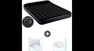 Intex Luchtbed - 2-Persoons - 152 x 203 x 25 cm - Blauw - Inclusief pomp - Kussen en Kussenbeschermer