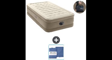 Intex Luchtbed - 1-Persoons - 99 x 191 x 46 cm - Beige - Inclusief pomp en Hoeslaken