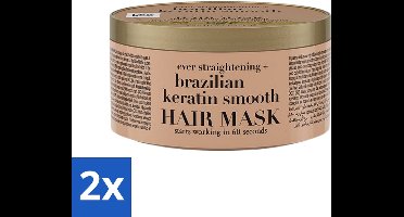 OGX - Brazilian Keratin Smooth - Haarmasker - Herstel & Glans - Voor Zijdezacht Haar - 300 ml - Voordeelverpakking - 2 stuks