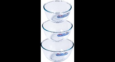 Pyrex - Classic - Beslagkommenset - Set van 3 - 1 L, 2 L & 3 L - Borosilicaat glas - Beslagkom 3-delig