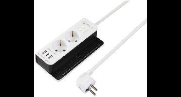 Sygonix SY-6118232 Bureaustekkerdoos 2-voudig Wit, Zwart Randaarde stekker 1 stuk(s)