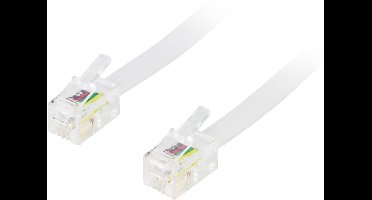 Deltaco DEL-155, 3 m, 4P4C, 4P4C, Mannelijk, Mannelijk, Wit