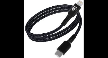 Bigben Connected, USB-C/Lightning 3A Power Delivery 60W 1,2 m oplaad- en overdrachtkabel, Zwart