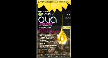Garnier - Olia 5 - Haarkleuring - Lichtbruin - Zonder Ammoniak - 60% Olie - Permanente Kleur - 1 stuk