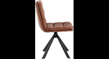 Giga Living Eetkamerstoel Ensta - Cognac PU Leer - Zithoogte 52cm - Set van 2