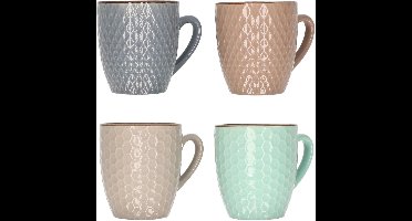 Excellent Houseware Stoneware koffiekopjes - set van 8x - gekleurd - 200 ml - luxe - bekers - koffiebekers