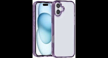 TUNIQ Back cover iPhone 16 Plus - Transparante hoes - Paarse bumper - Verhoogde randen voor bescherming
