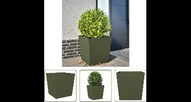 vidaXL - Plantenbak - 50x50x50 - cm - staal - olijfgroen
